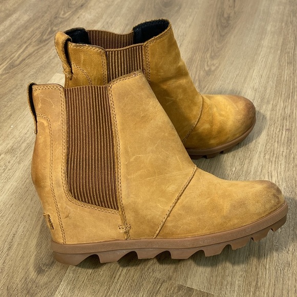 Sorel Joan of Arctic Leather Ankle Boots Wedge size 8 - Picture 2 of 16